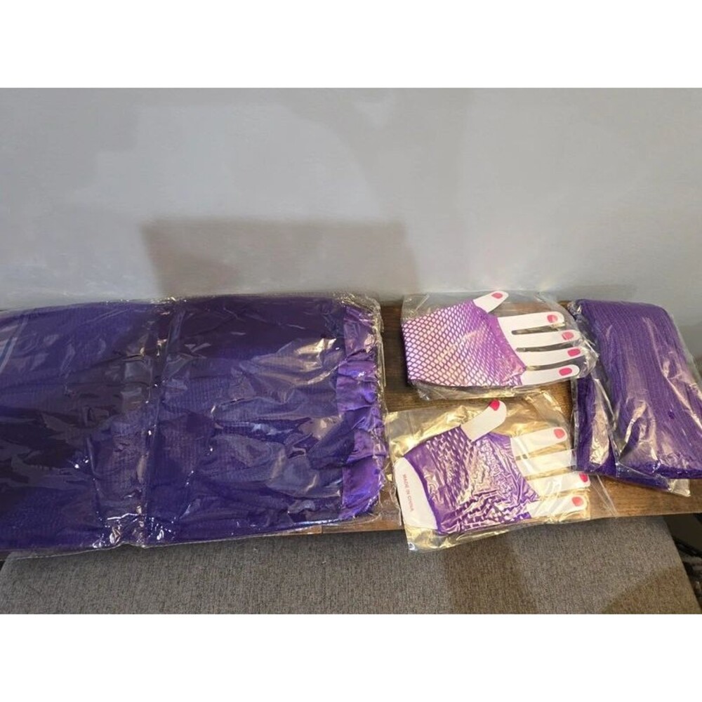 Women's 80s Costume Set Purple & Black – Size XS – New